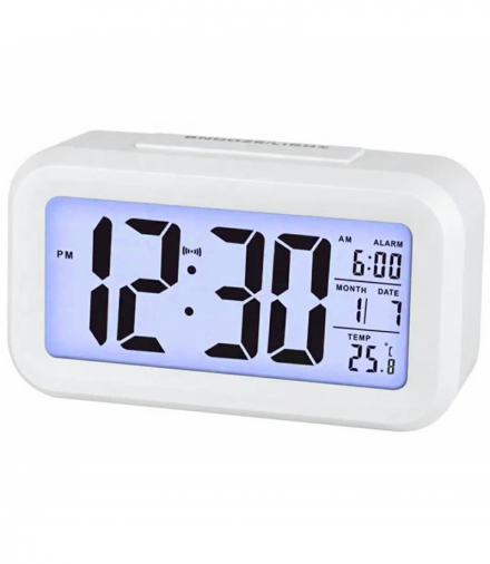 Cyfrowy budzik white led biały ATL AK240C