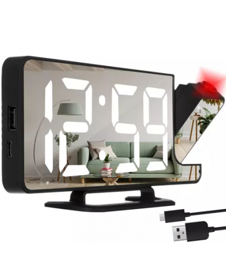 Budzik- zegar LED z projektorem Izoxis 19576 IZOXIS 00019576