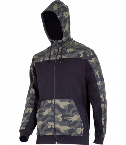 Bluza z kapturem i suwakiem moro ziel.-czar., "2xl",ce,Lahti Pro L4014005