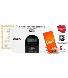 CZUJNIK CZADU WiFi CD-53A2v5300-TY/B - certyfikat CNBOP-PiB - wyrób budowlany, DC 3V (2x LR6), LCD, 5 lat gwarancji