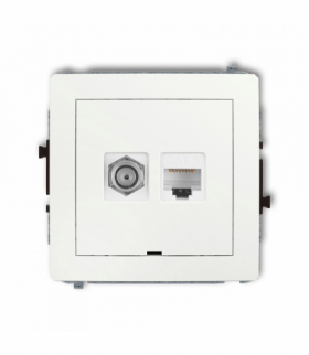 DECO Gniazdo antenowe typu F (SAT) + komputerowe 1xRJ45, kat. 6, 8-stykowy, bez pola opisowego, biały Karlik DGFKBO-3