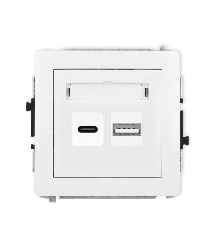 DECO Ładowarka USB podwójna USB C + USB A, 20W max., biały Karlik DCUSB-8