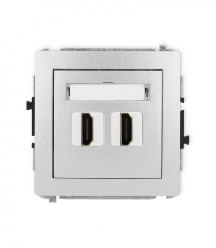 DECO Gniazdo podwójne HDMI 2.1, 8K, srebrny metalik Karlik 7DHDMI-6