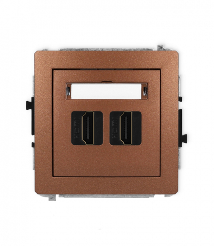 DECO Gniazdo podwójne HDMI 2.1, 8K, brązowy metalik Karlik 9DHDMI-6