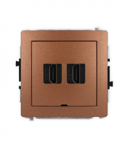 DECO Gniazdo podwójne HDMI 2.1, 8K, bez pola opisowego, brązowy metalik Karlik 9DHDMIBO-6