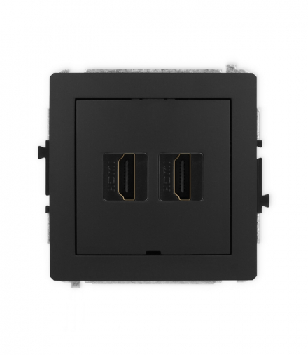 DECO Gniazdo podwójne HDMI 2.1, 8K, bez pola opisowego, czarny mat Karlik 12DHDMIBO-6