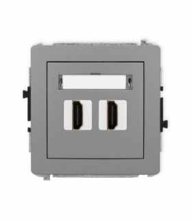 DECO Gniazdo podwójne HDMI 2.1, 8K, szary mat Karlik 27DHDMI-6