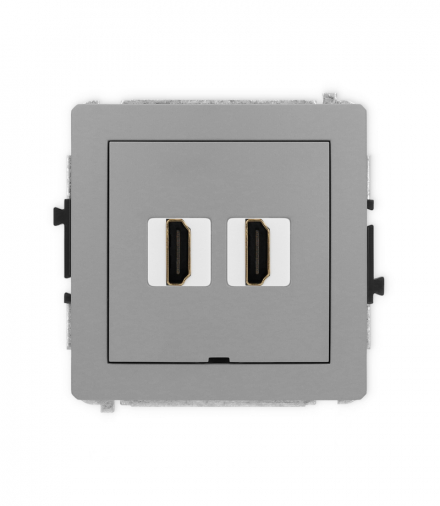 DECO Gniazdo podwójne HDMI 2.1, 8K, bez pola opisowego, szary mat Karlik 27DHDMIBO-6