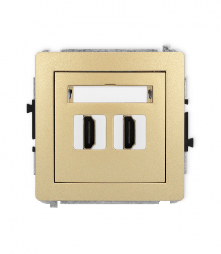 DECO Gniazdo podwójne HDMI 2.1, 8K, złoty Karlik 29DHDMI-6