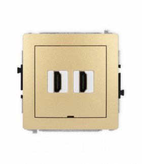 DECO Gniazdo podwójne HDMI 2.1, 8K, bez pola opisowego, złoty Karlik 29DHDMIBO-6