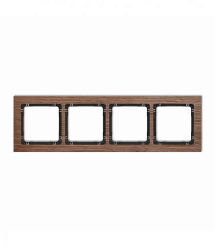 DECO Ramka uniwersalna poczwórna - efekt drewna (ramka orzech amerykański, spód czarny), efekt orzecha amerykańskiego Karlik DRD-4H