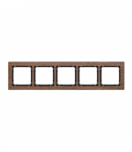 DECO Ramka uniwersalna pięciokrotna - efekt drewna (ramka orzech amerykański, spód czarny), efekt orzecha amerykańskiego Karlik DRD-5H