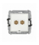 ICON Gniazdo antenowe podwójne typu F (SAT) pozłacany, bez pola opisowego, biały Karlik IGFBO-2.1