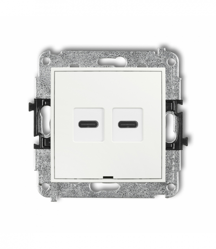 ICON Ładowarka USB podwójna 2xUSB C, 20W max., bez pola opisowego, biały Karlik ICUSBBO-7