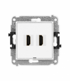 ICON Gniazdo podwójne HDMI 2.1, 8K, bez pola opisowego, biały mat Karlik 25IHDMIBO-6