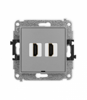 ICON Gniazdo podwójne HDMI 2.1, 8K, bez pola opisowego, szary mat Karlik 27IHDMIBO-6
