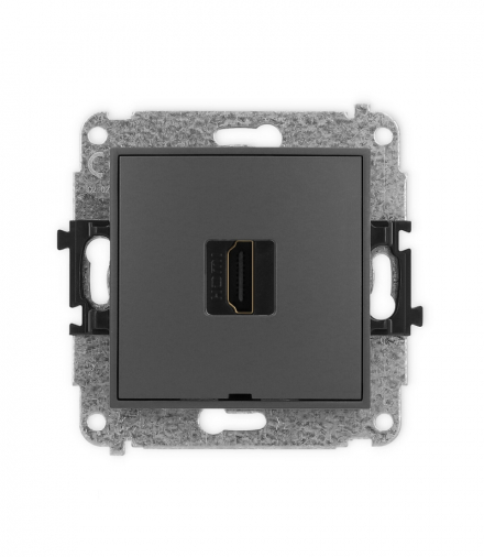 ICON Gniazdo HDMI 2.1, 8K, bez pola opisowego, grafitowy mat Karlik 28IHDMIBO-5