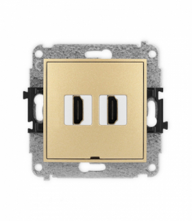 ICON Gniazdo podwójne HDMI 2.1, 8K, bez pola opisowego, złoty Karlik 29IHDMIBO-6