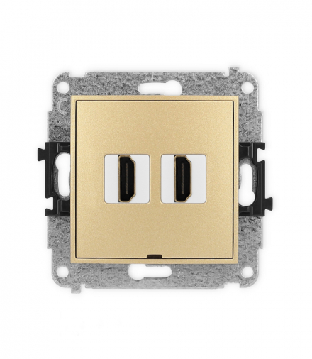 ICON Gniazdo podwójne HDMI 2.1, 8K, bez pola opisowego, złoty Karlik 29IHDMIBO-6