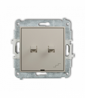 ICON Łącznik pojedynczy ze schodowym w stylu amerykańskim (wspólne zasilanie), taupe Karlik 60IWPUS-10.1