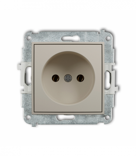 ICON Gniazdo pojedyncze bez uziemienia 2P (bez przesłon torów prądowych), taupe Karlik 60IGP-1