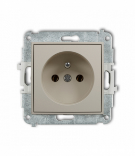 ICON Gniazd pojedyncze z uziemieniem 2P+Z (bez przesłon torów prądowych), taupe Karlik 60IGP-1z