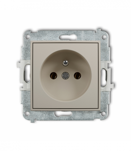ICON Gniazd pojedyncze z uziemieniem 2P+Z (bez przesłon torów prądowych), taupe Karlik 60IGP-1z