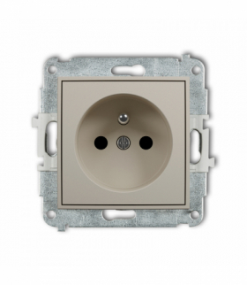 ICON Gniazd pojedyncze z uziemieniem 2P+Z (przesłony torów prądowych), taupe Karlik 60IGP-1zp