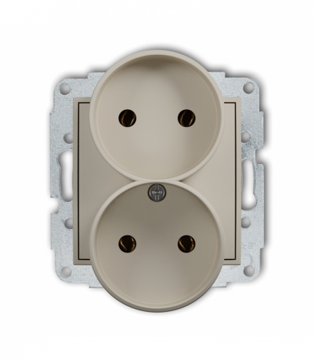 ICON Gniazd podwójne do ramki bez uziemienia 2x2P (bez przesłon torów prądowych), taupe Karlik 60IGPR-2