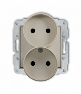 ICON Gniazd podwójne do ramki bez uziemienia 2x2P (przesłony torów prądowych), taupe Karlik 60IGPR-2p