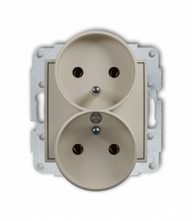 ICON Gniazd podwójne do ramki z uziemieniem 2x(2P+Z) (bez przesłon torów prądowych), taupe Karlik 60IGPR-2z