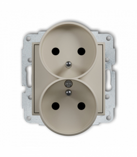 ICON Gniazd podwójne do ramki z uziemieniem 2x(2P+Z) (przesłony torów prądowych), taupe Karlik 60IGPR-2zp