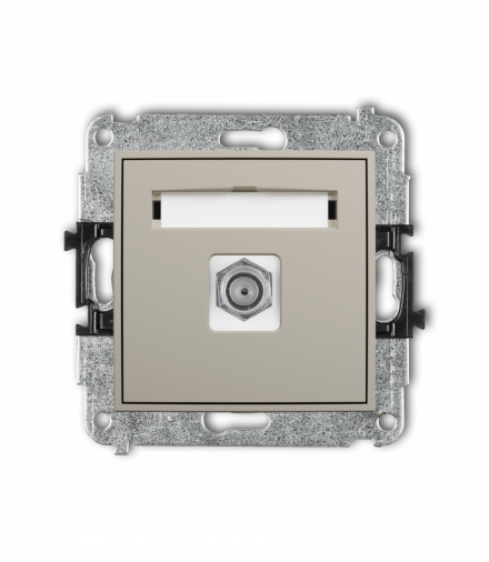 ICON Gniazdo antenowe pojedyncze typu F (SAT) niklowany, taupe Karlik 60IGF-1