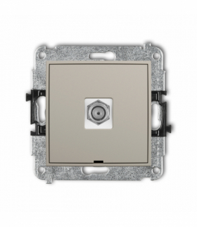 ICON Gniazdo antenowe pojedyncze typu F (SAT) niklowany, bez pola opisowego, taupe Karlik 60IGFBO-1