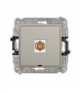 ICON Gniazdo antenowe pojedyncze typu F (SAT) pozłacany, bez pola opisowego, taupe Karlik 60IGFBO-1.1