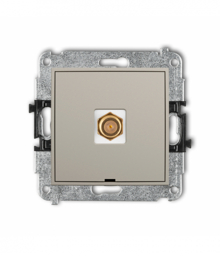 ICON Gniazdo antenowe pojedyncze typu F (SAT) pozłacany, bez pola opisowego, taupe Karlik 60IGFBO-1.1