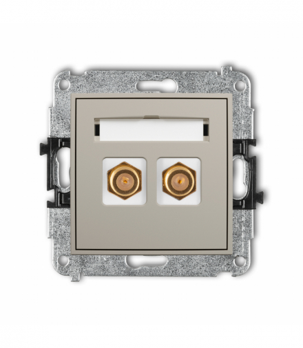 ICON Gniazdo antenowe podwójne typu F (SAT) pozłacany, taupe Karlik 60IGF-2.1