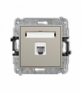 ICON Gniazdo telefoniczne pojedyncze 1xRJ11, 4-stykowy, beznarzędziowe, taupe Karlik 60IGT-1