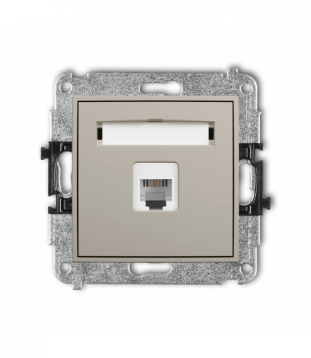 ICON Gniazdo telefoniczne pojedyncze 1xRJ11, 4-stykowy, beznarzędziowe, taupe Karlik 60IGT-1