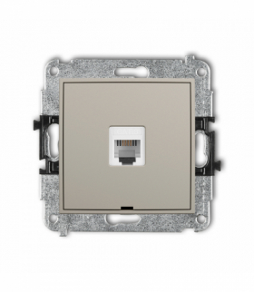 ICON Gniazdo telefoniczne pojedyncze 1xRJ11, 4-stykowy, beznarzędziowe, bez pola opisowego, taupe Karlik 60IGTBO-1
