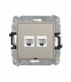 ICON Gniazdo komputerowe podwójne 2xRJ45, kat. 5e, 8-stykowy, bez pola opisowego, taupe Karlik 60IGKBO-2