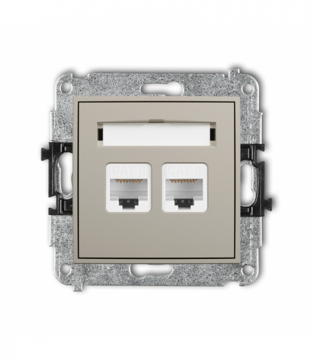 ICON Gniazdo komputerowe podwójne 2xRJ45, kat. 6, 8-stykowy, taupe Karlik 60IGK-4