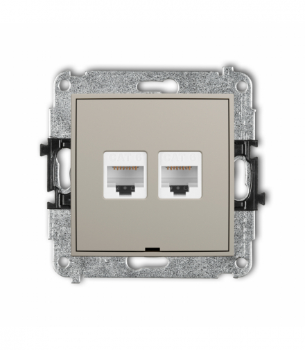 ICON Gniazdo komputerowe podwójne 2xRJ45, kat. 6, 8-stykowy, bez pola opisowego, taupe Karlik 60IGKBO-4