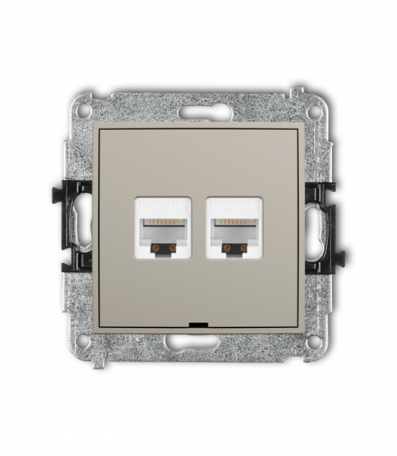 ICON Gniazdo komputerowe podwójne 2xRJ45, kat. 6A, 8-stykowy, bez pola opisowego, taupe Karlik 60IGKBO-8