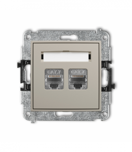 ICON Gniazdo komputerowe podwójne 2xRJ45, kat. 7, ekranowany, 8-stykowy, taupe Karlik 60IGK-10