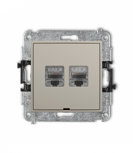 ICON Gniazdo komputerowe podwójne 2xRJ45, kat. 8, ekranowany, 8-stykowy, bez pola opisowego, taupe Karlik 60IGKBO-12