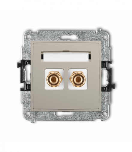 ICON Gniazdo głośnikowe pojedyncze (typu banan - czerwony i czarny, pozłacany, 4 mm2, do lutowania), taupe Karlik 60IGG-3