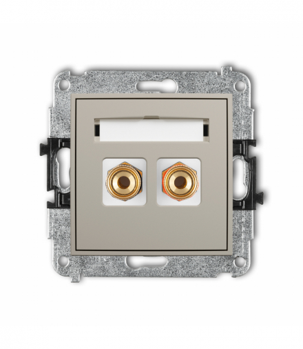 ICON Gniazdo głośnikowe pojedyncze (typu banan - czerwony i czarny, pozłacany, 4 mm2, skręcany), taupe Karlik 60IGG-4