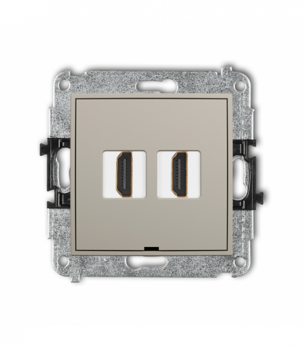 ICON Gniazdo podwójne HDMI 2.1, 8K, bez pola opisowego, taupe Karlik 60IHDMIBO-6