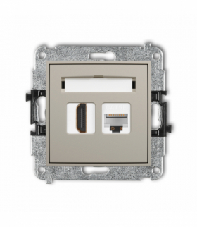 ICON Gniazdo HDMI 2.0, 4K + gniazda komp. poj. 1xRJ45, kat. 5e, 8-stykowy, taupe Karlik 60IGHK